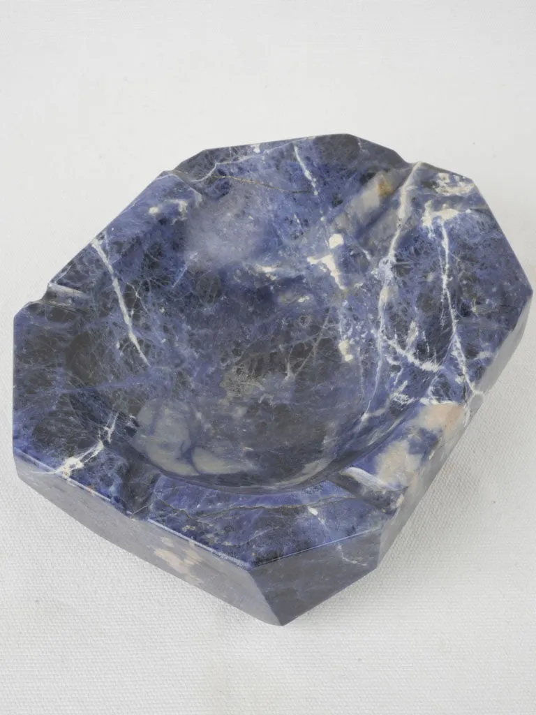 Mid-Century Sodalite Geometric Ashtray w/ Striking Veining 9¾"