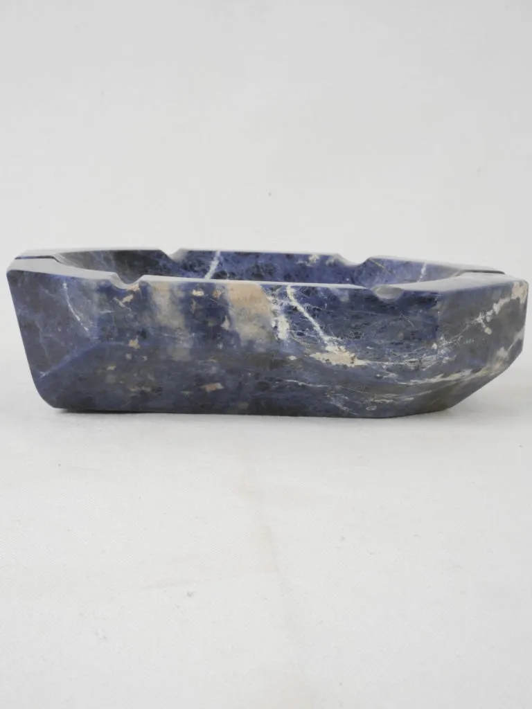 Mid-Century Sodalite Geometric Ashtray w/ Striking Veining 9¾"