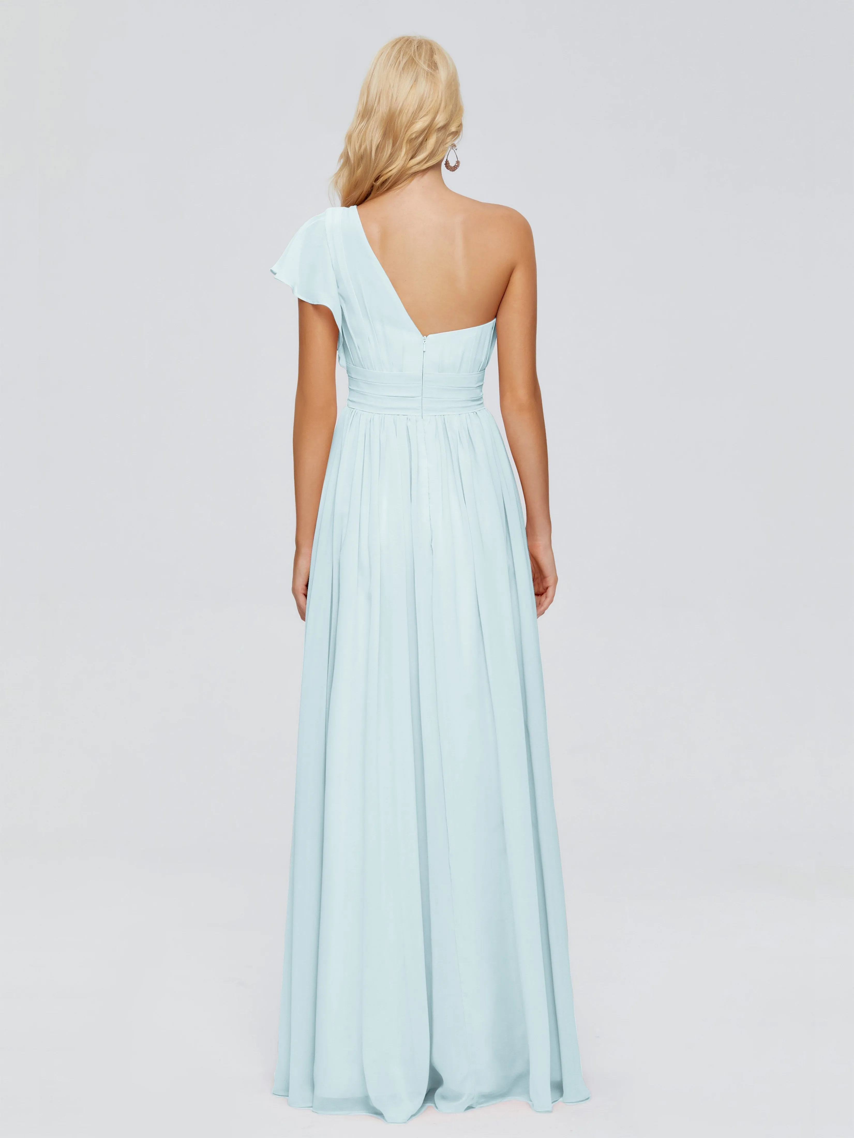 Mist Color Bridesmaid Dresses Rylee Gorgeous One Shoulder Pleated Chiffon Bridesmaid Dresses