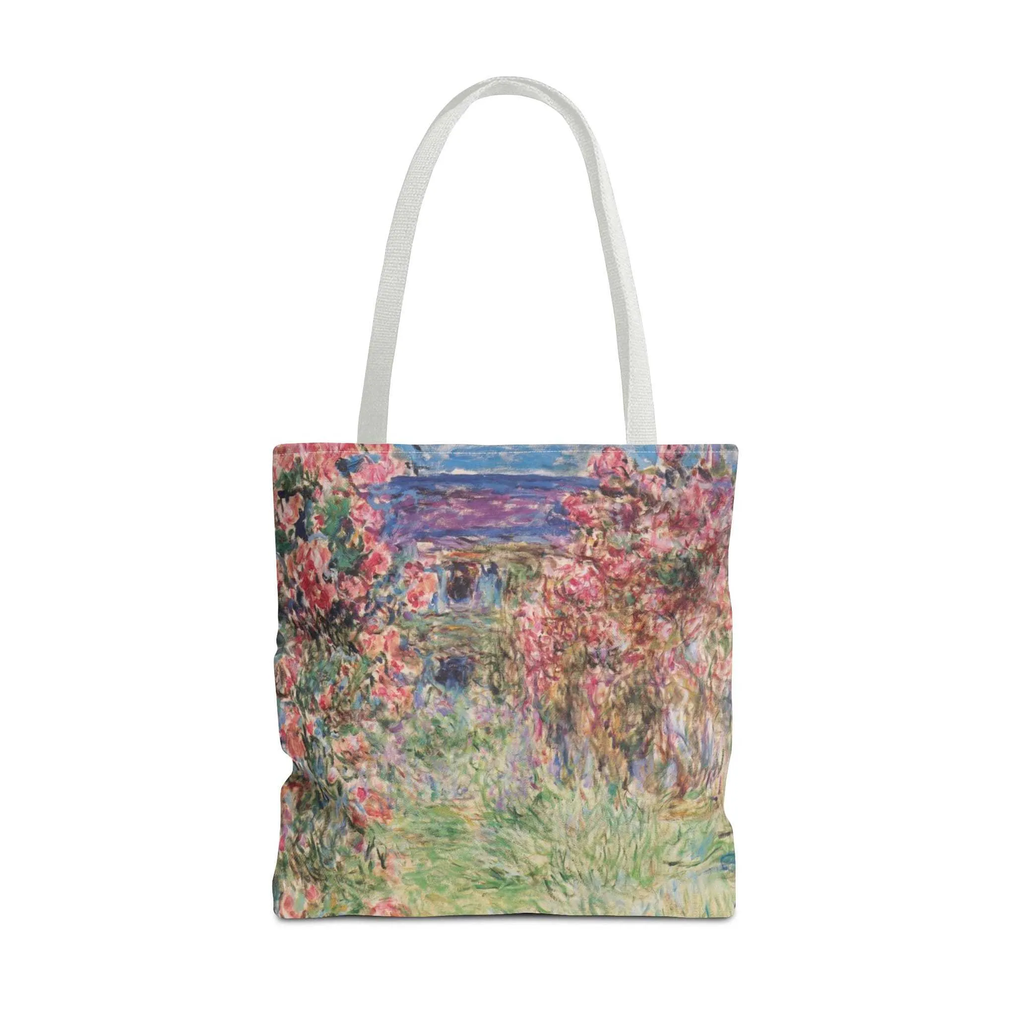Monet Pink Roses Canvas Tote Bag