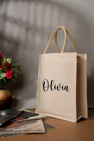 Monogrammed Tote Bag Jute Juco Personalized Natural Jute Tote Bag