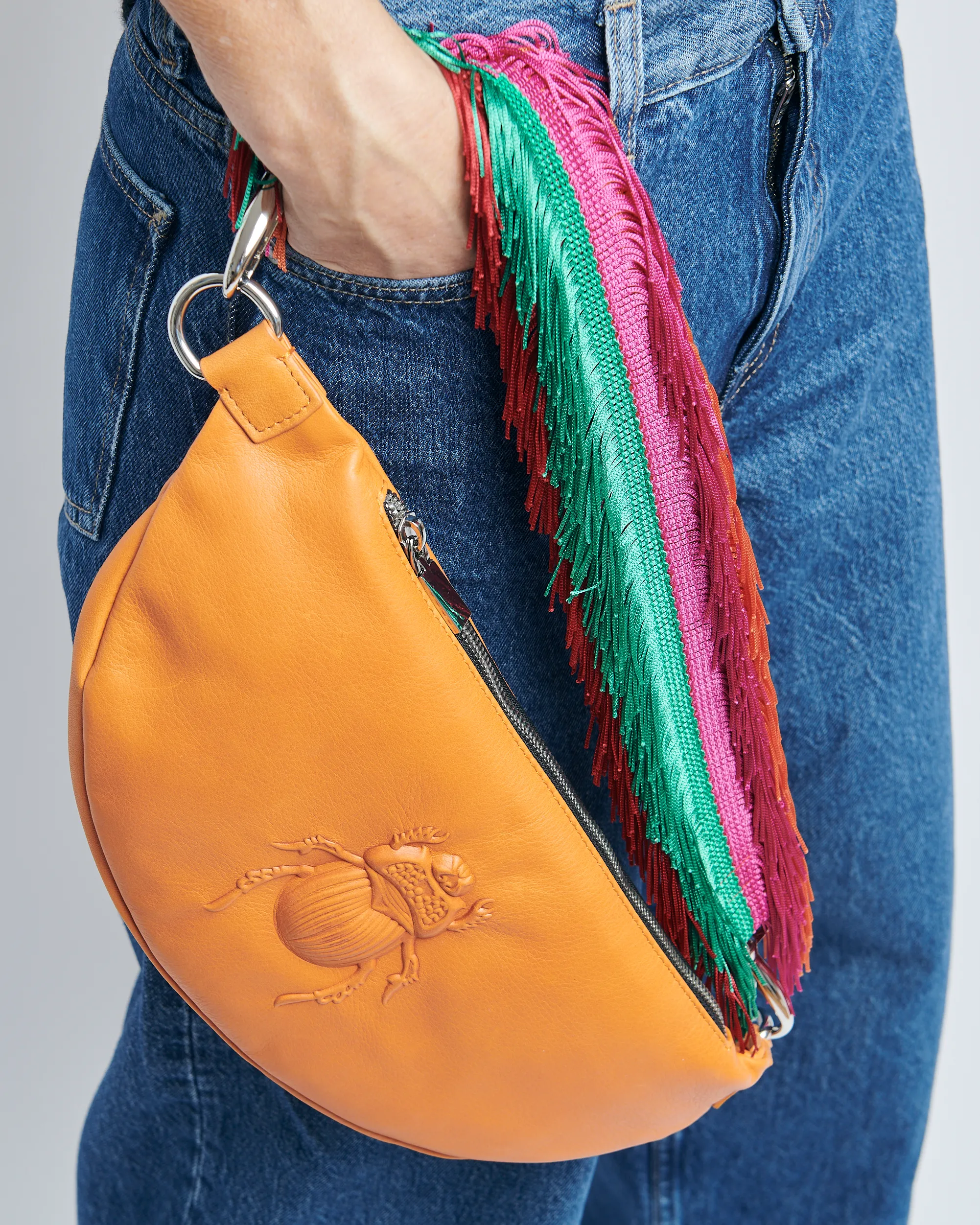 Multi Color Fringe Strap - poppy