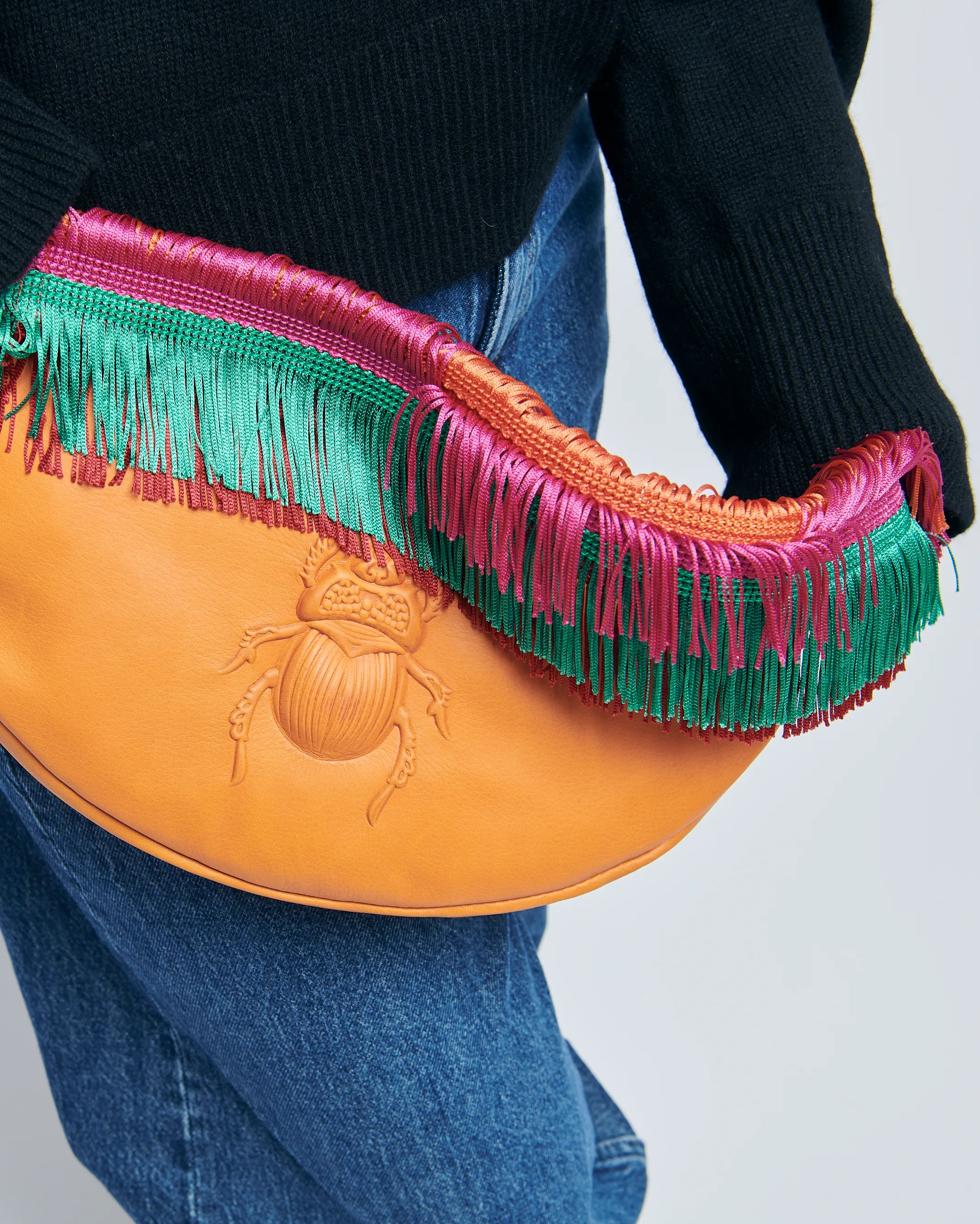 Multi Color Fringe Strap - poppy