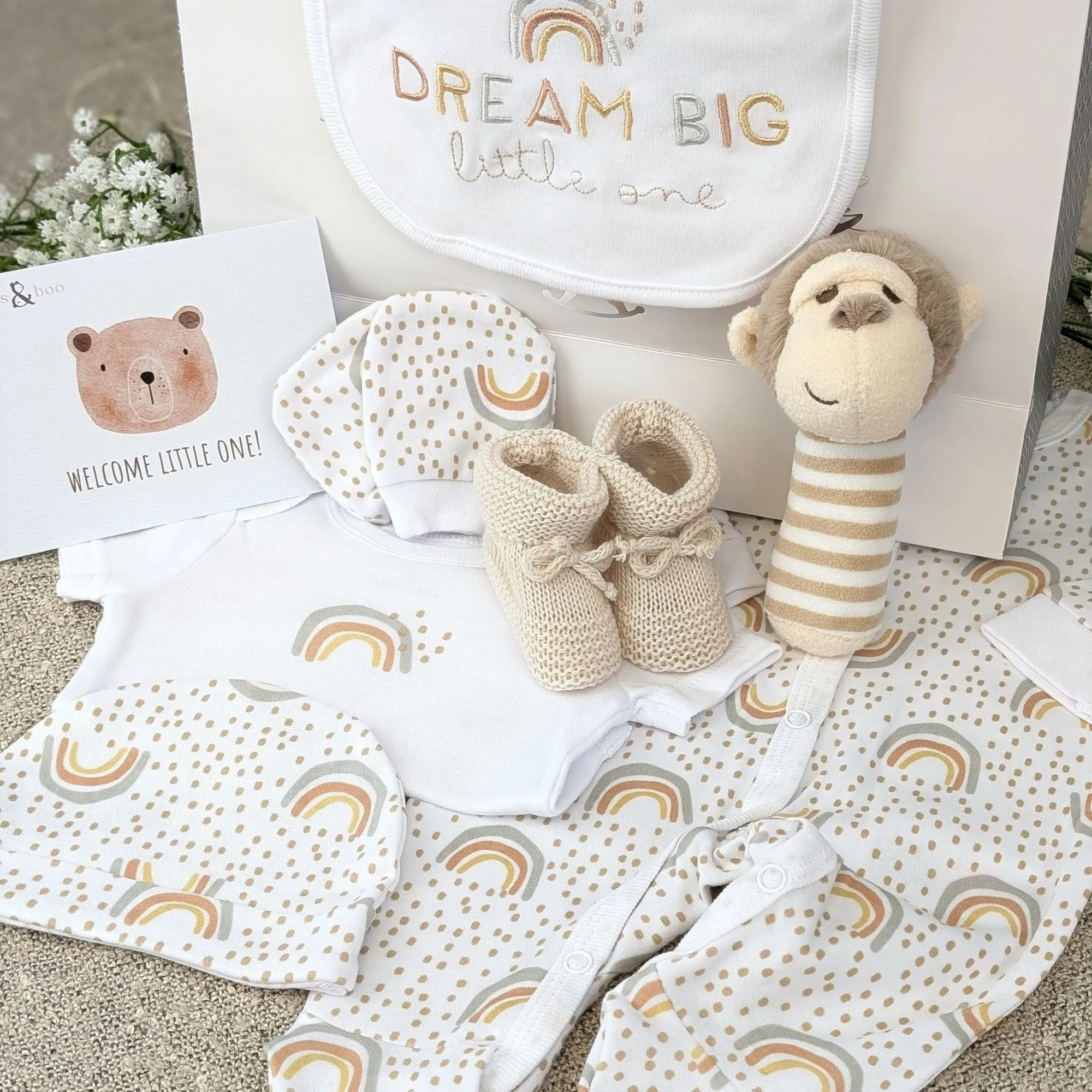 Neutral Baby Gifts Hamper, Dream Big Little One Monkey Madness