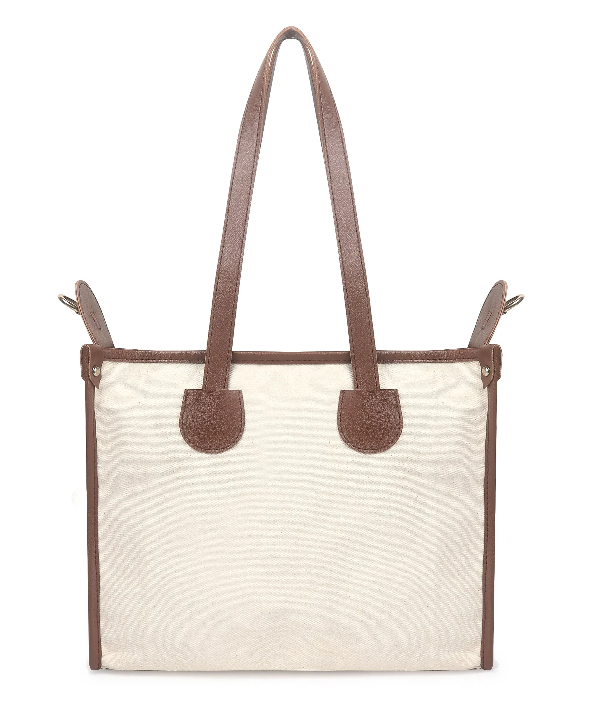 Off White-Tan Canvas Handbag For Women