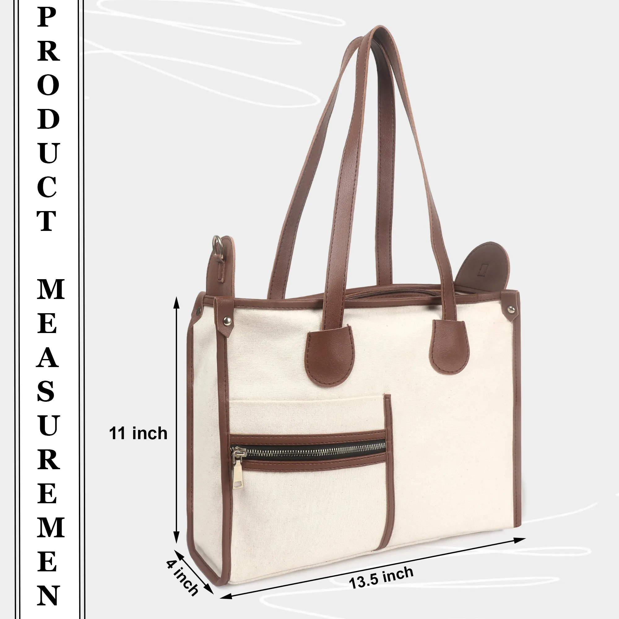 Off White-Tan Canvas Handbag For Women