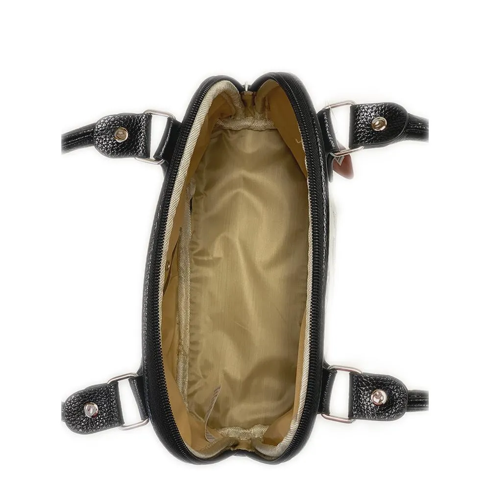 OH Fashion Vegan Leather Shoulder Bag Dome Satchel Handbag,
