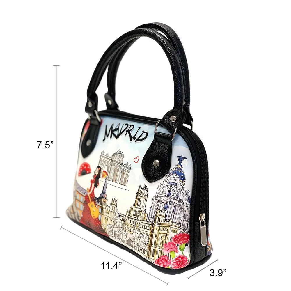 OH Fashion Vegan Leather Shoulder Bag Dome Satchel Handbag,