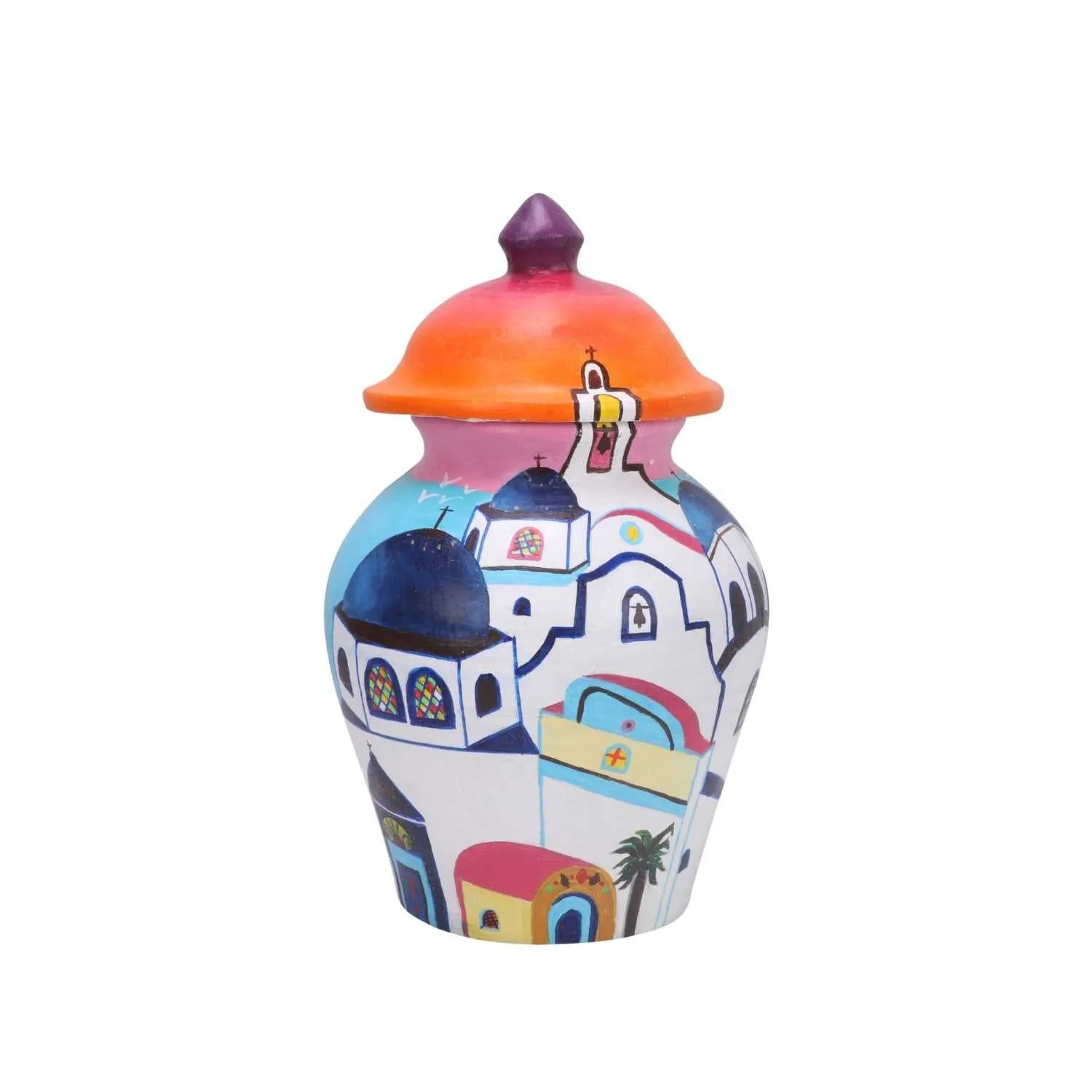 Oia Sunset- Handpainted Flower pot