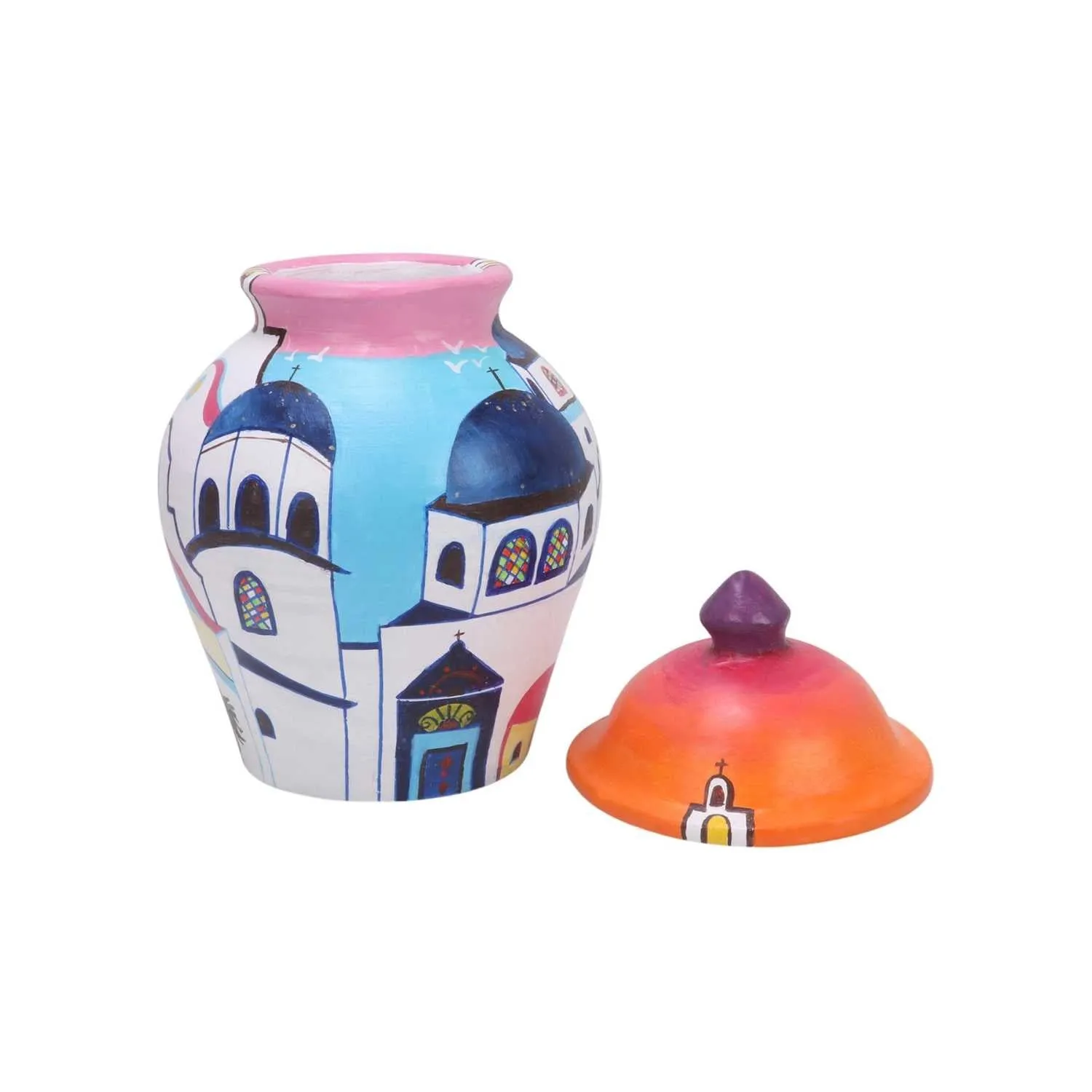 Oia Sunset- Handpainted Flower pot