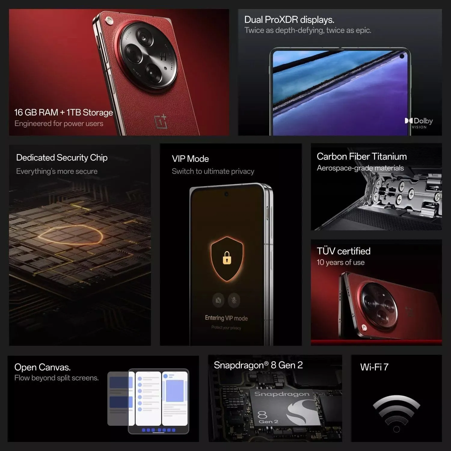 OnePlus Open - 16GB RAM, 1TB Storage, Crimson Shadow - Unlocked