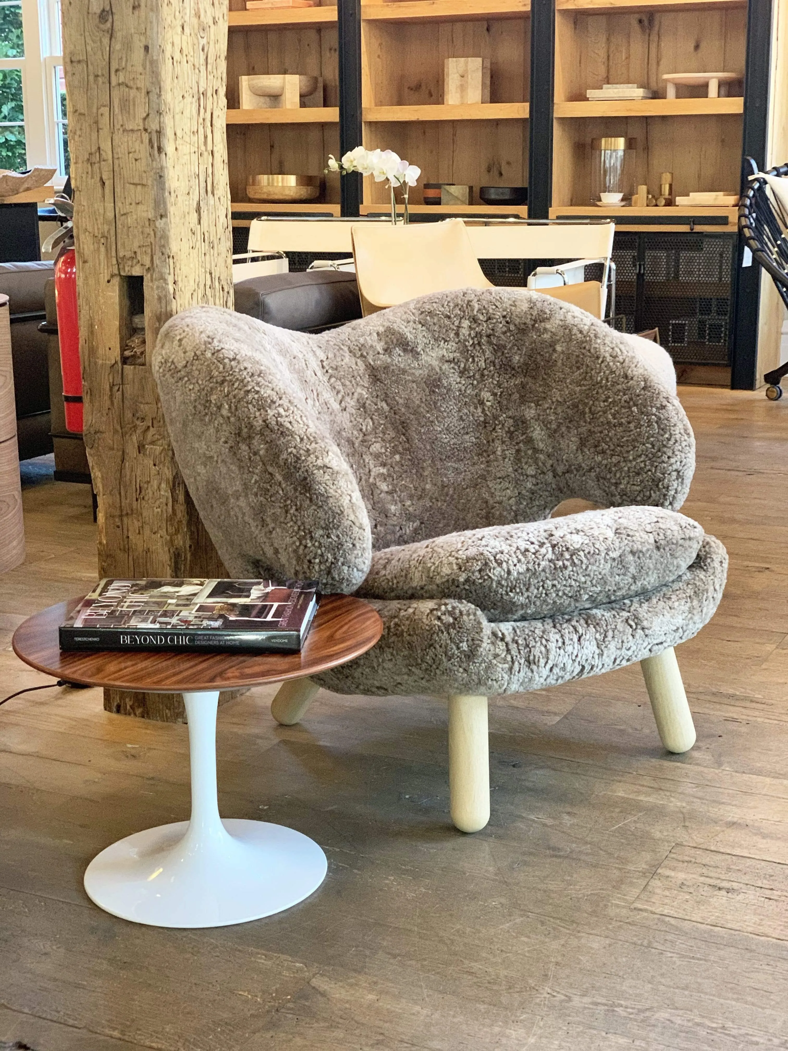 Pair Of Finn Juhl Pelican Chair in Sahara Sheepskin