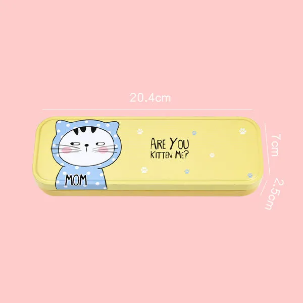 Pastel Color Cartoon Two Layers Metal Pencil Box Bundle