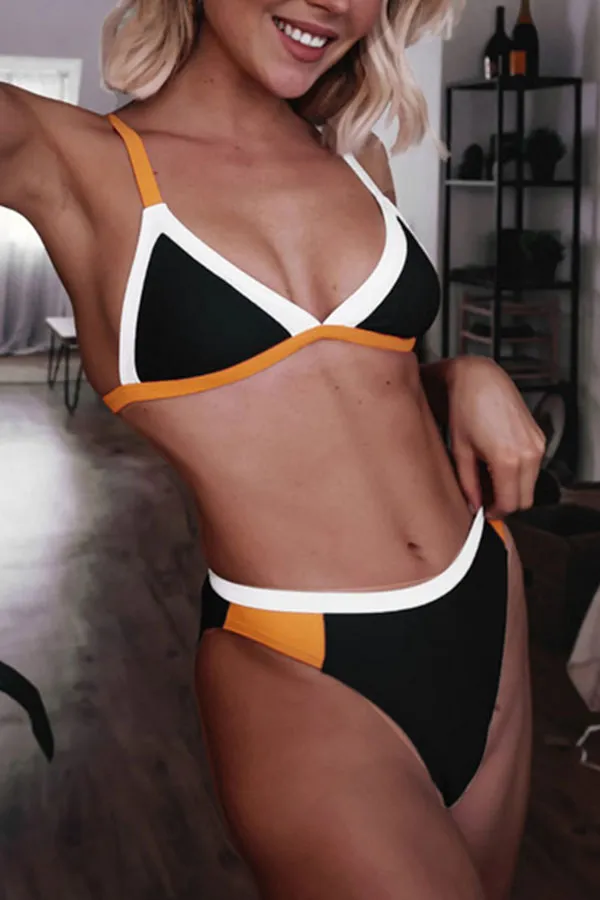 Patchwork Striking High Waist Bikini