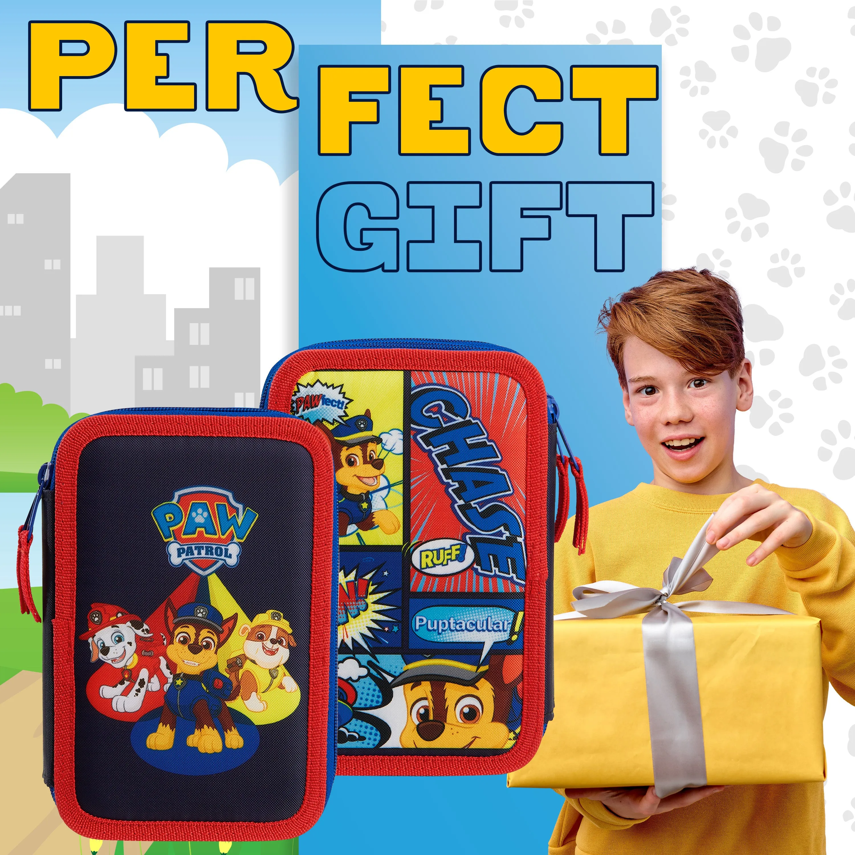 Paw Patrol Filled Pencil Case Multiple Zipped Compartments School Stationery Set