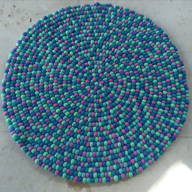 Peacock Passion Felt Ball Rug