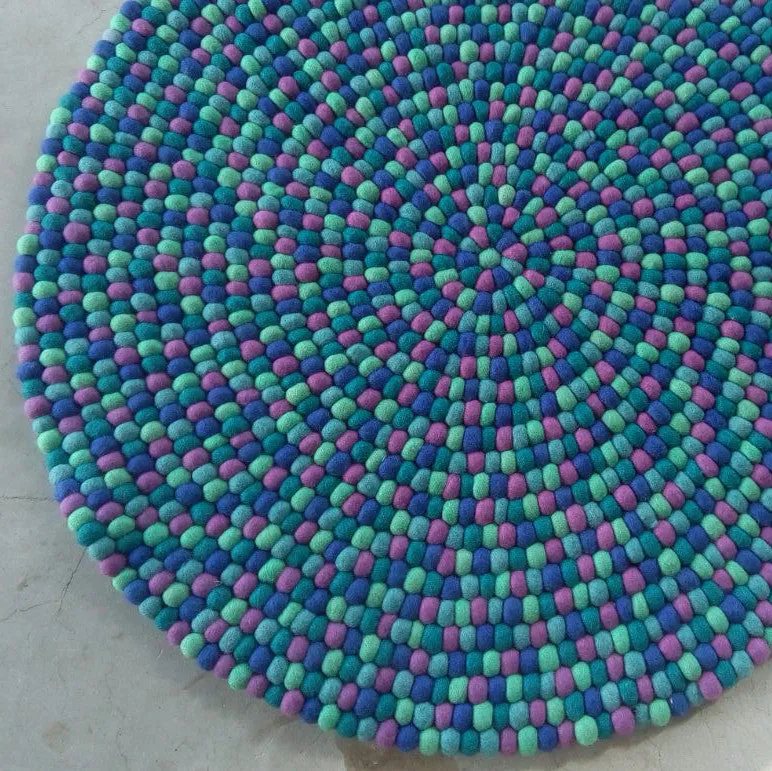 Peacock Passion Felt Ball Rug