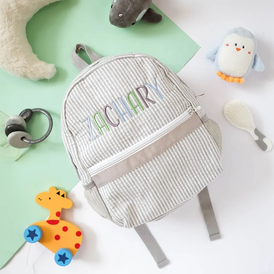 Personalised Toddler Backpack in Multicoloured Grey