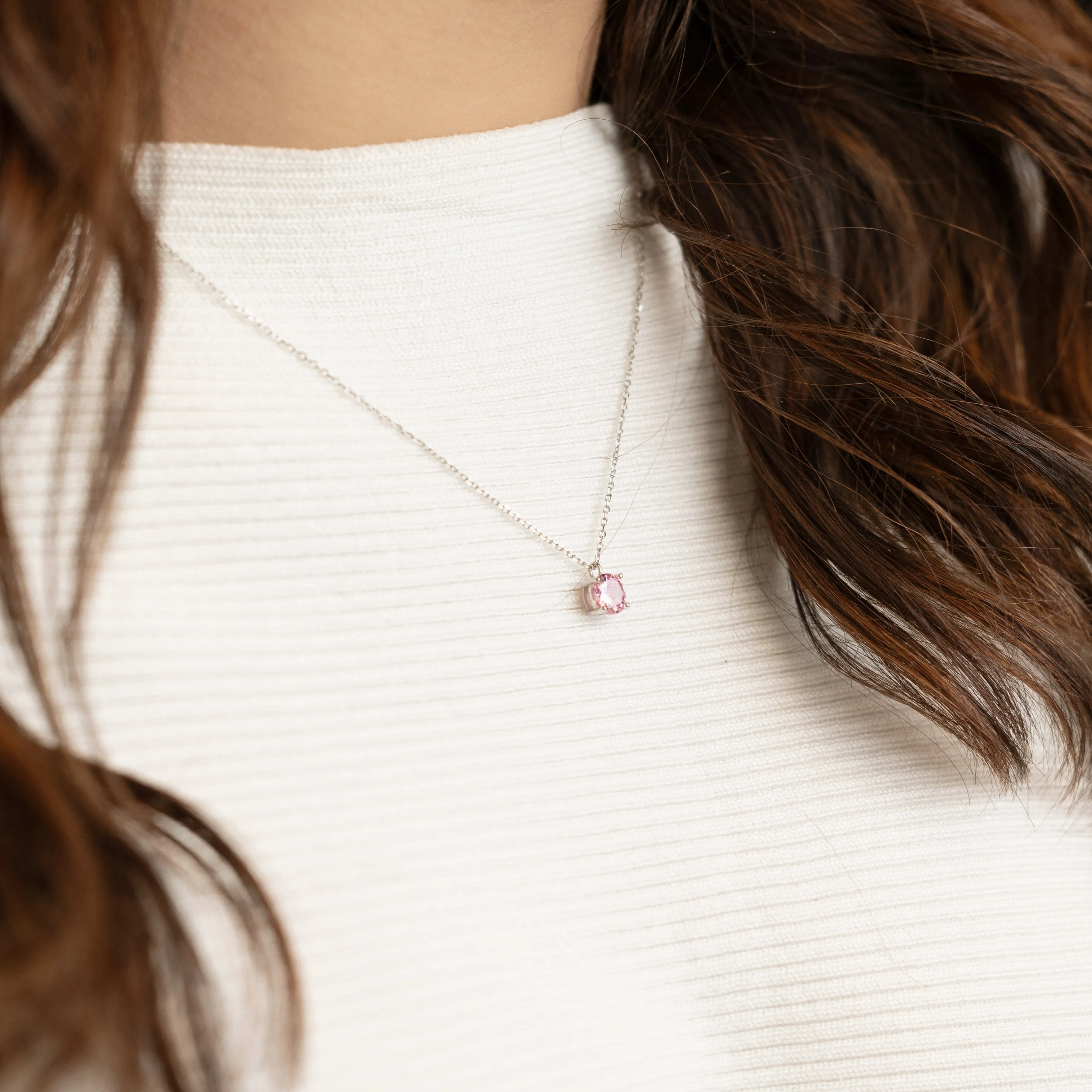 Pink Brilliant Round Necklace