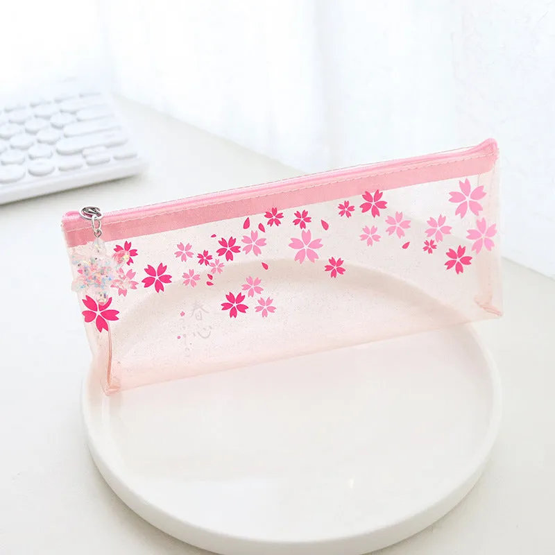 Pinky Sakura Blossom Translucent Pencil Case