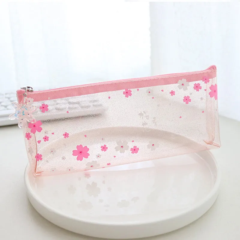 Pinky Sakura Blossom Translucent Pencil Case