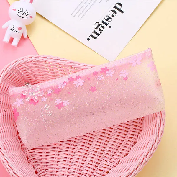 Pinky Sakura Blossom Translucent Pencil Case