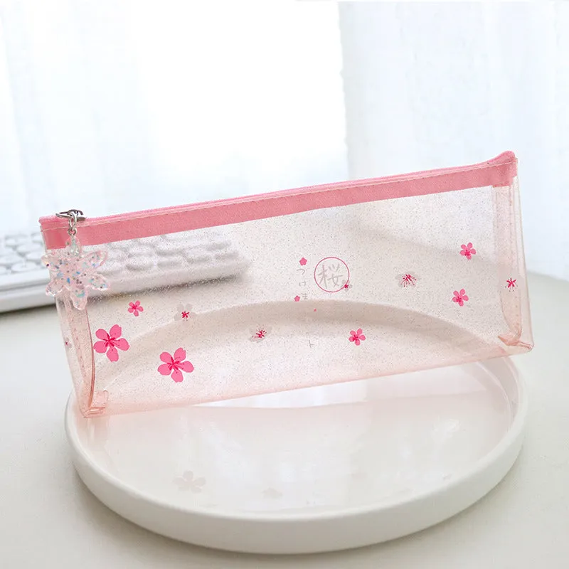 Pinky Sakura Blossom Translucent Pencil Case