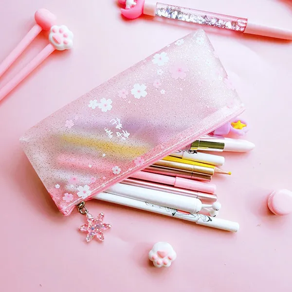 Pinky Sakura Blossom Translucent Pencil Case