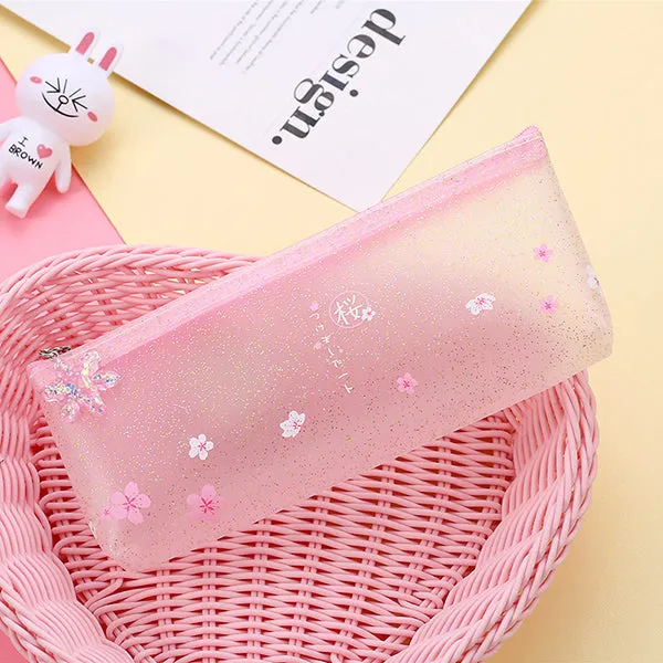 Pinky Sakura Blossom Translucent Pencil Case