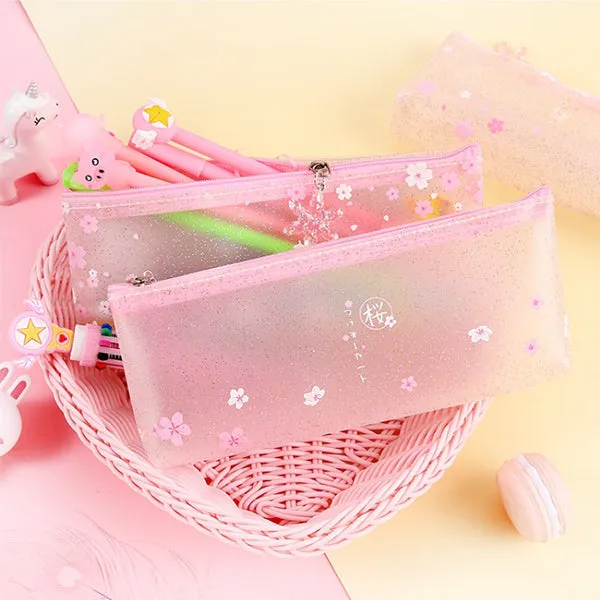 Pinky Sakura Blossom Translucent Pencil Case