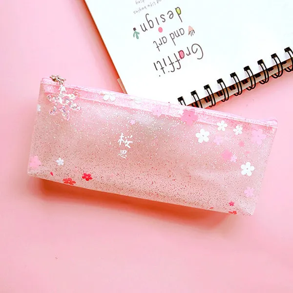 Pinky Sakura Blossom Translucent Pencil Case