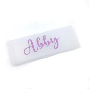 Plastic Pencil Case - Transparent (Purple Name)
