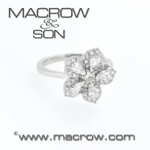 Platinum Diamond Set Flower Ring
