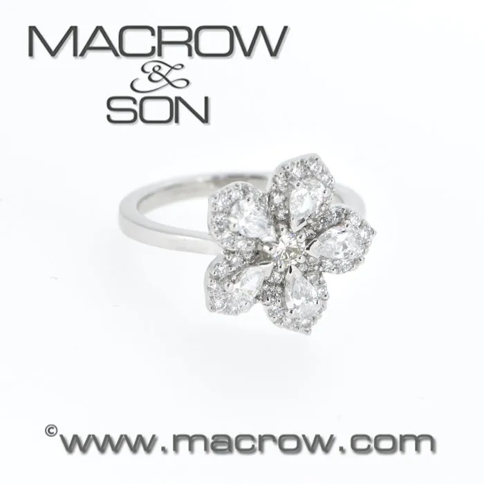 Platinum Diamond Set Flower Ring