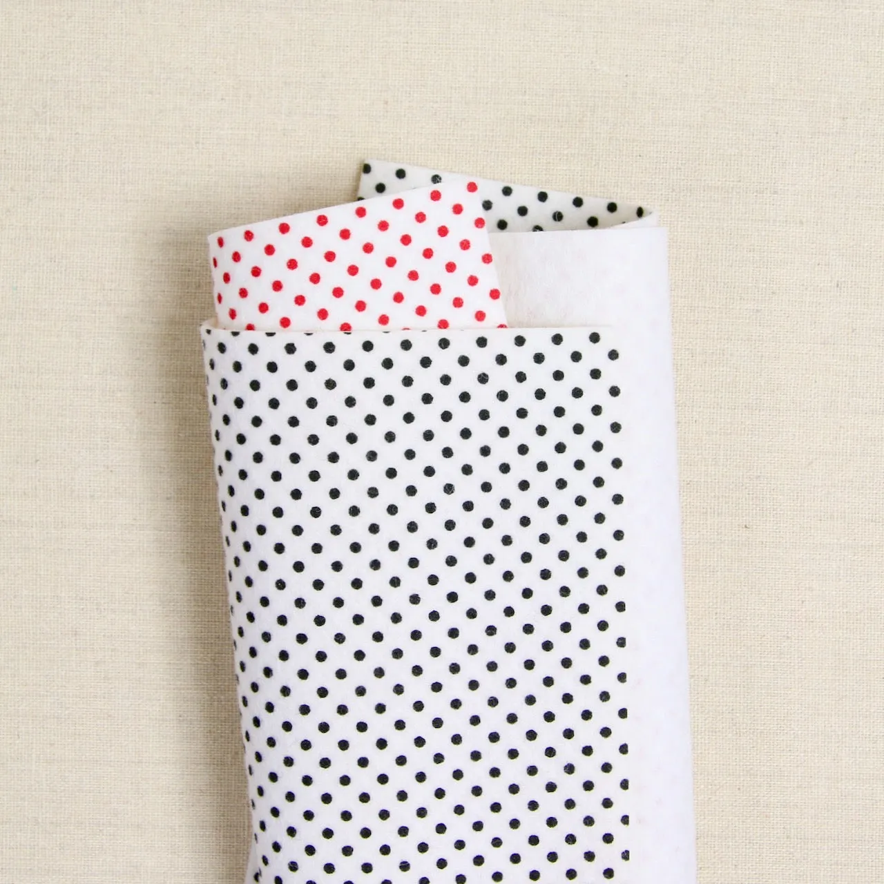Polka Dot Felt, White with Black Dots
