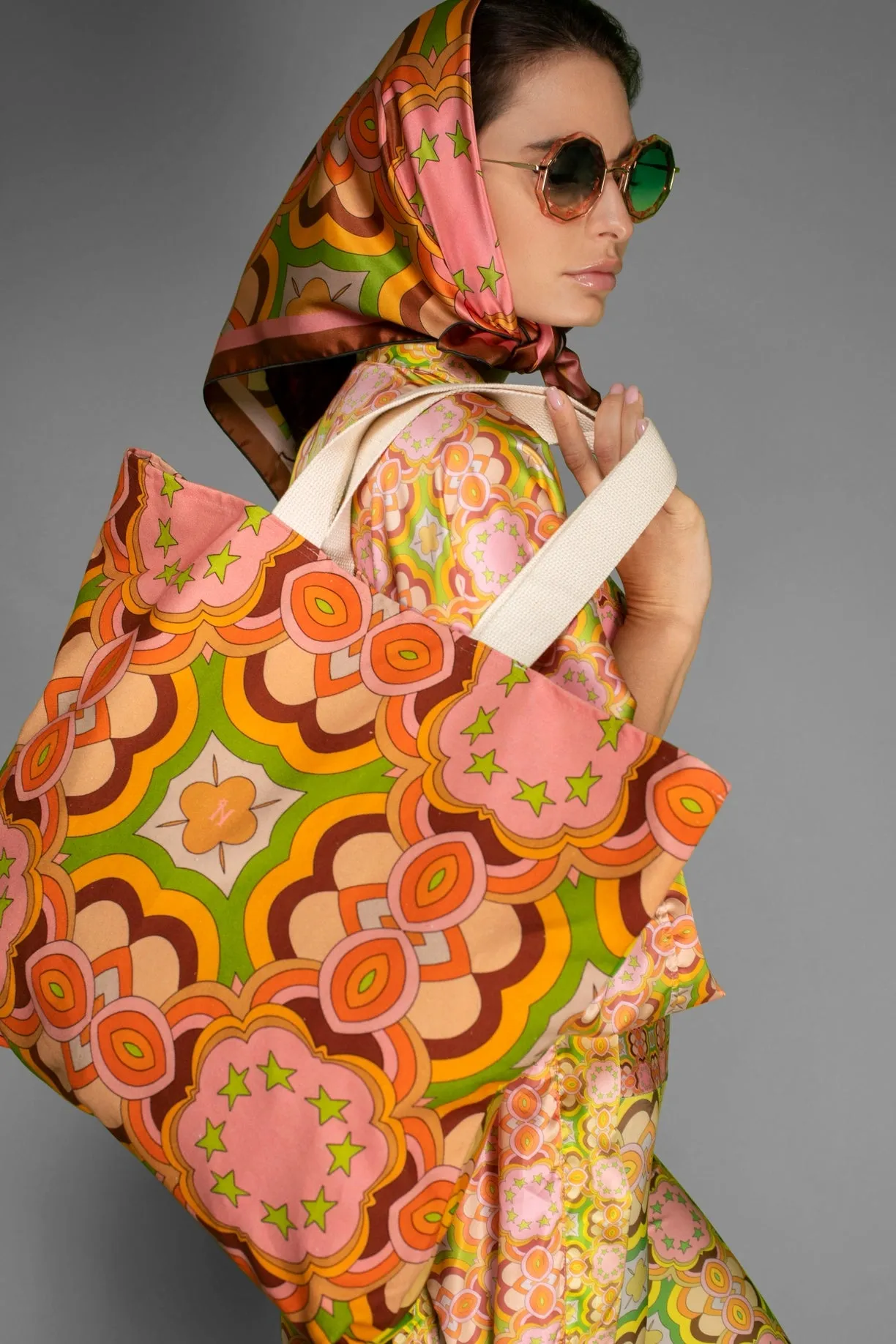 Psychedelic Pop Patterns Cotton Canvas Tote Large Bag