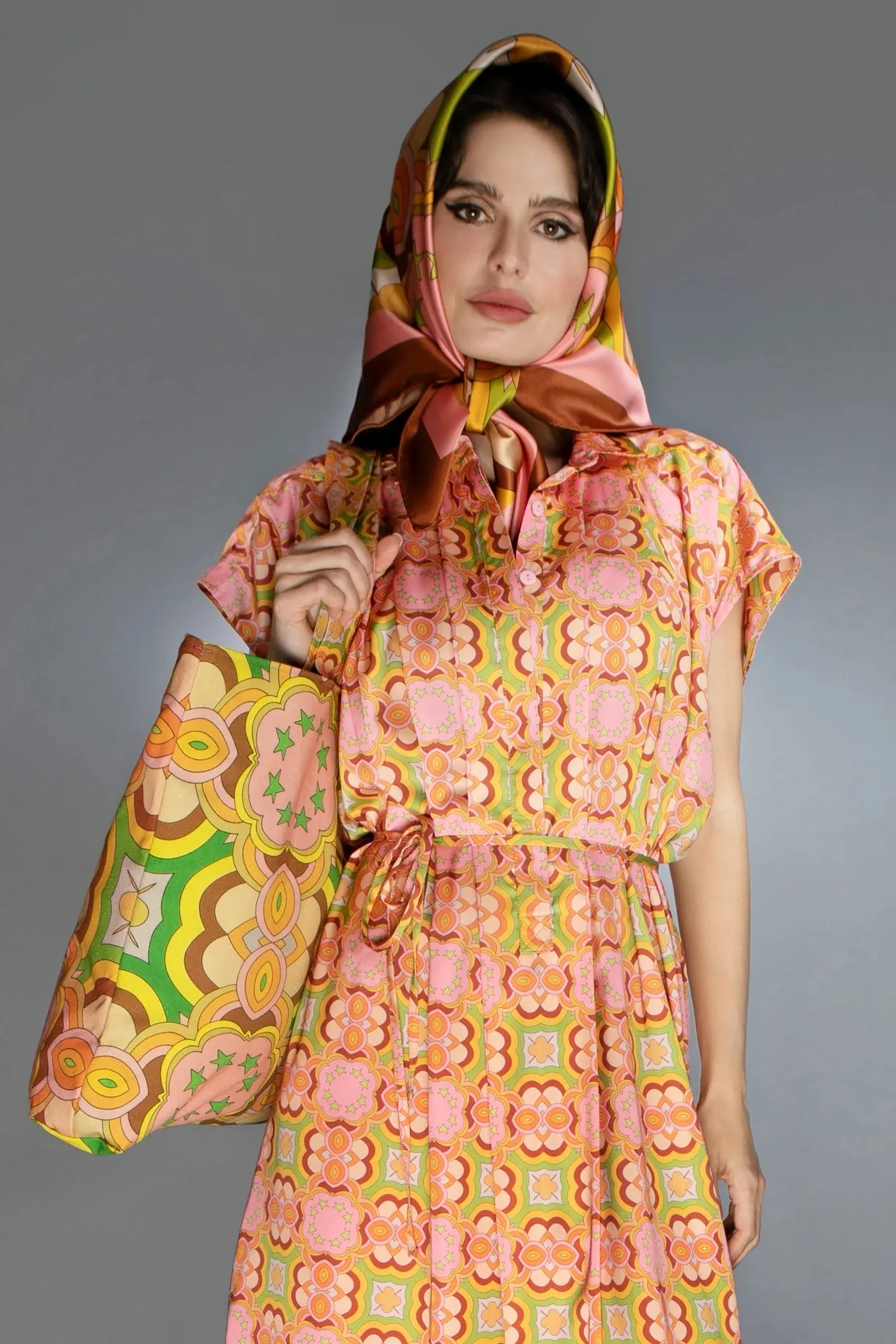 Psychedelic Pop Patterns Cotton Canvas Tote Large Bag