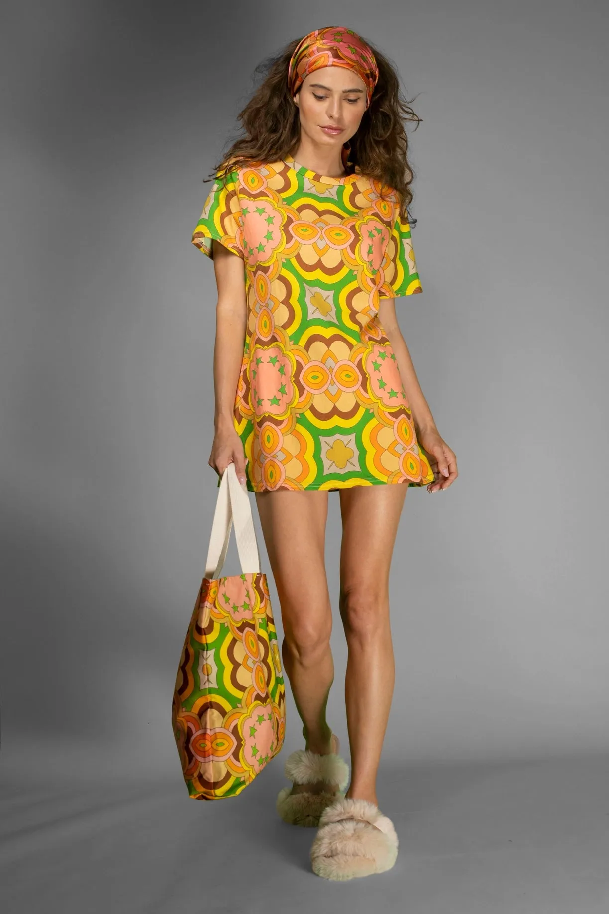 Psychedelic Pop Patterns Cotton Canvas Tote Large Bag