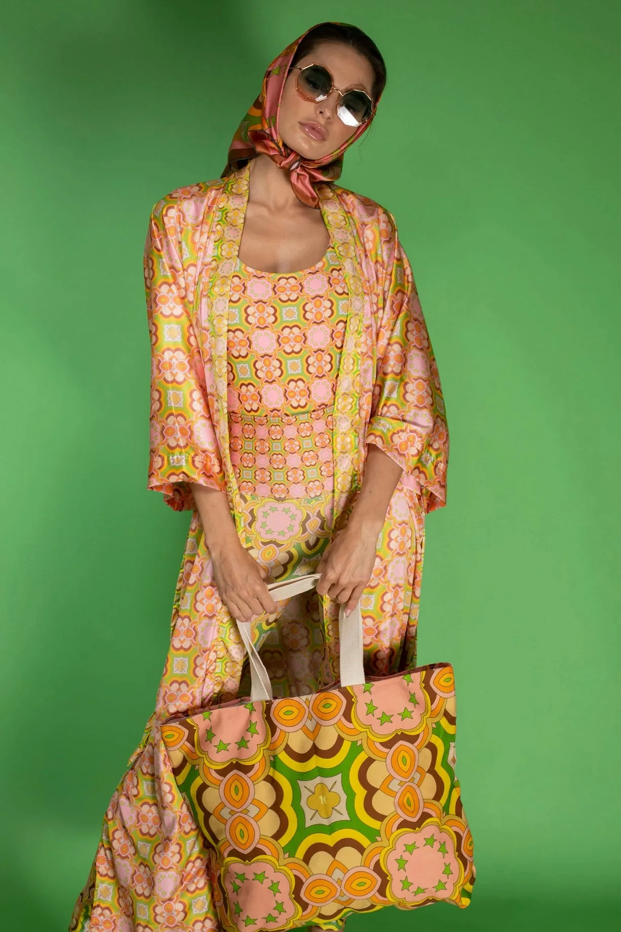 Psychedelic Pop Patterns Cotton Canvas Tote Large Bag