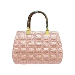 Quilted Satchel Bag with Unique Handles