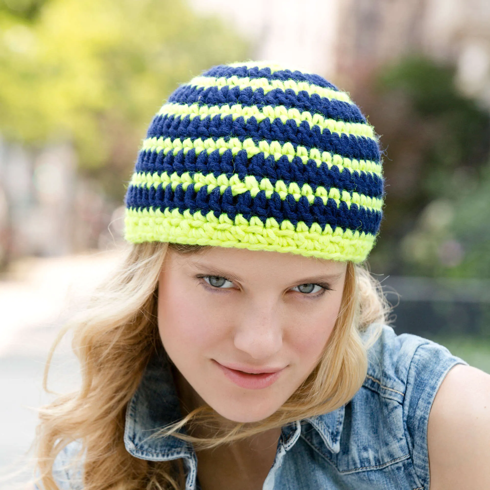 Red Heart Crochet Striking Stripes Hat