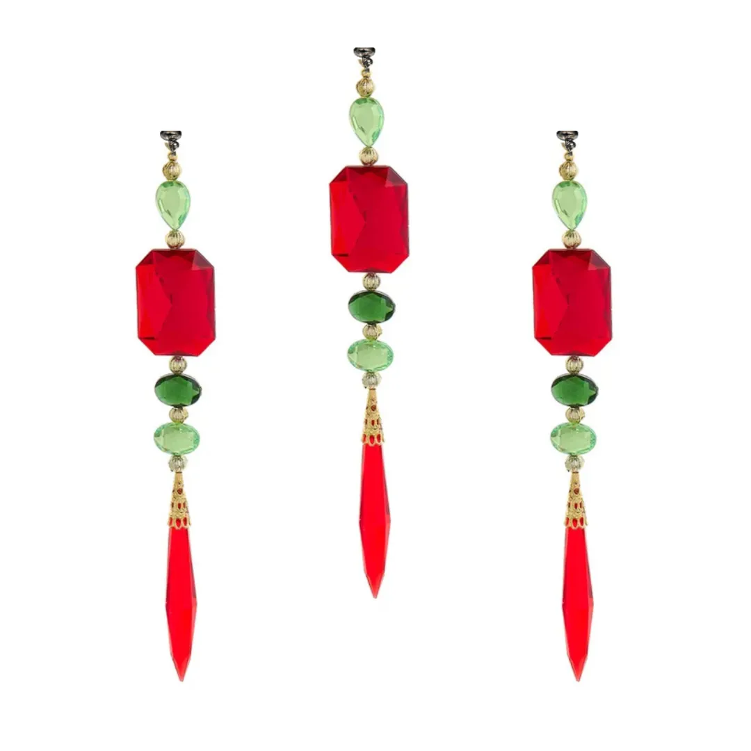 RED/GREEN DANGLE JEWEL (Set/1) OR (Set/3) MAGNETIC CHANDELIER ACCESSORY