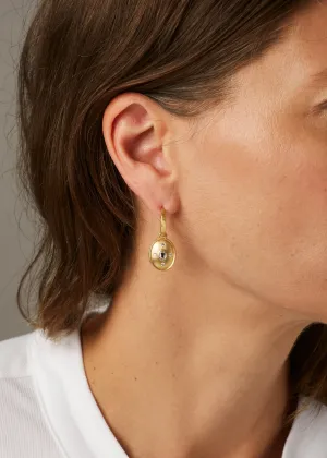 Rose and Brilliant Cut Diamond Drop Earrings