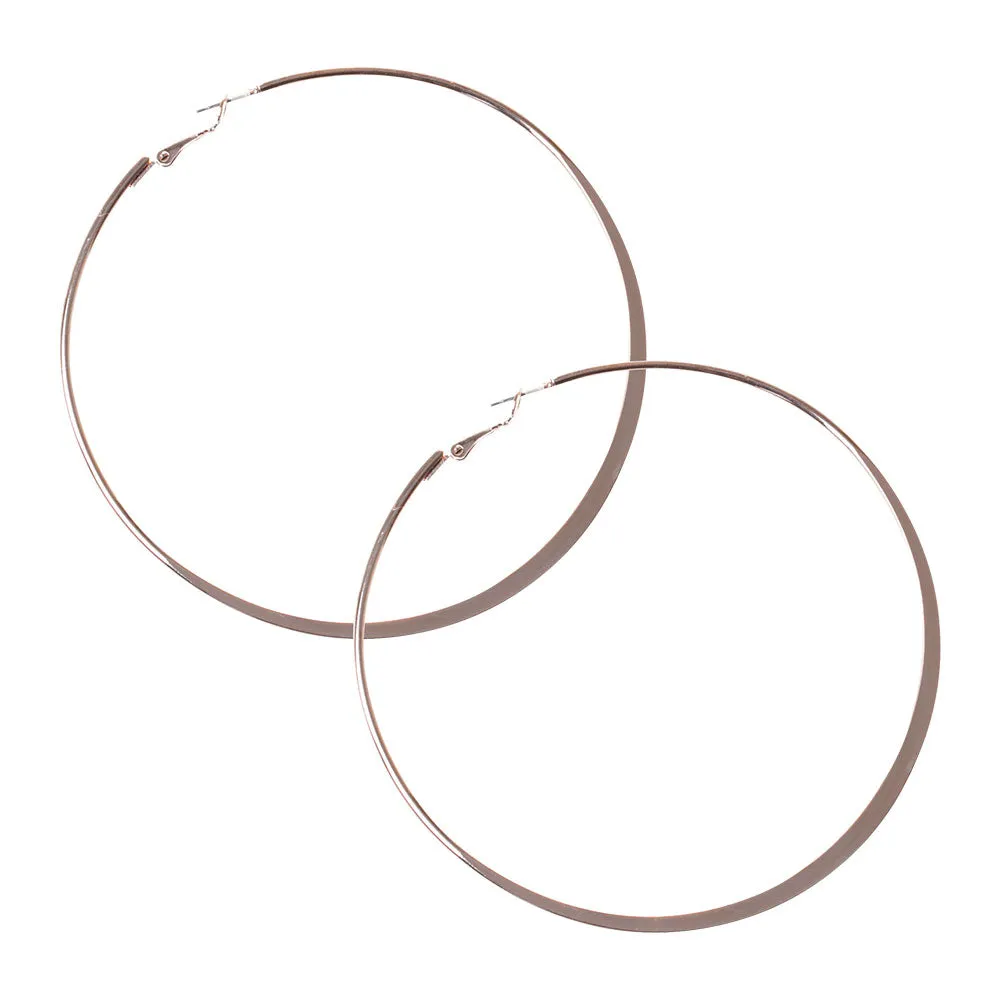 Rose Gold Flat Edge Hoop Earrings
