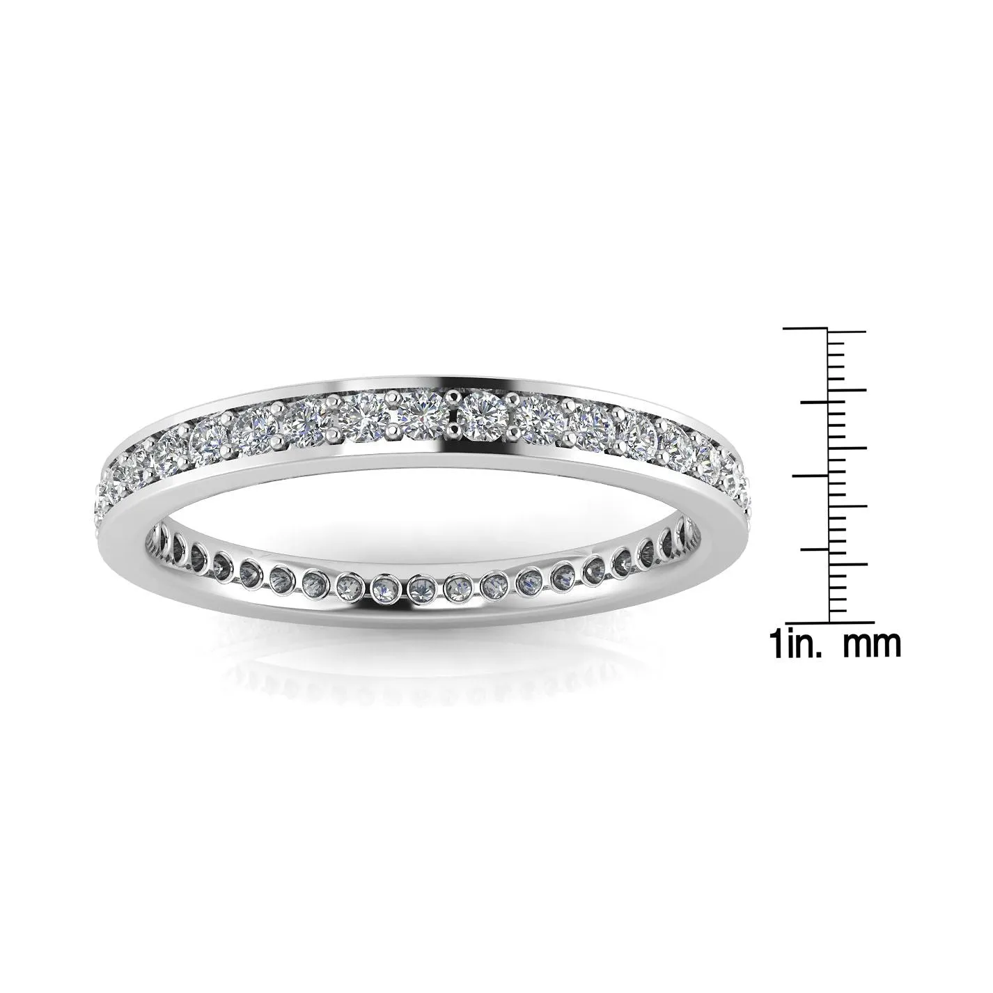 Round Brilliant Cut Diamond Channel Pave Set Eternity Ring In 14k White Gold  (0.33ct. Tw.) Ring Size 7