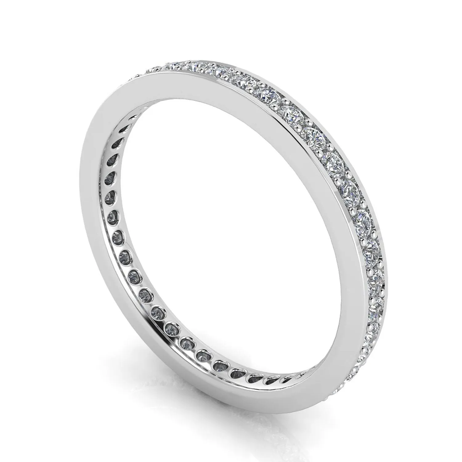Round Brilliant Cut Diamond Channel Pave Set Eternity Ring In 14k White Gold  (0.33ct. Tw.) Ring Size 7