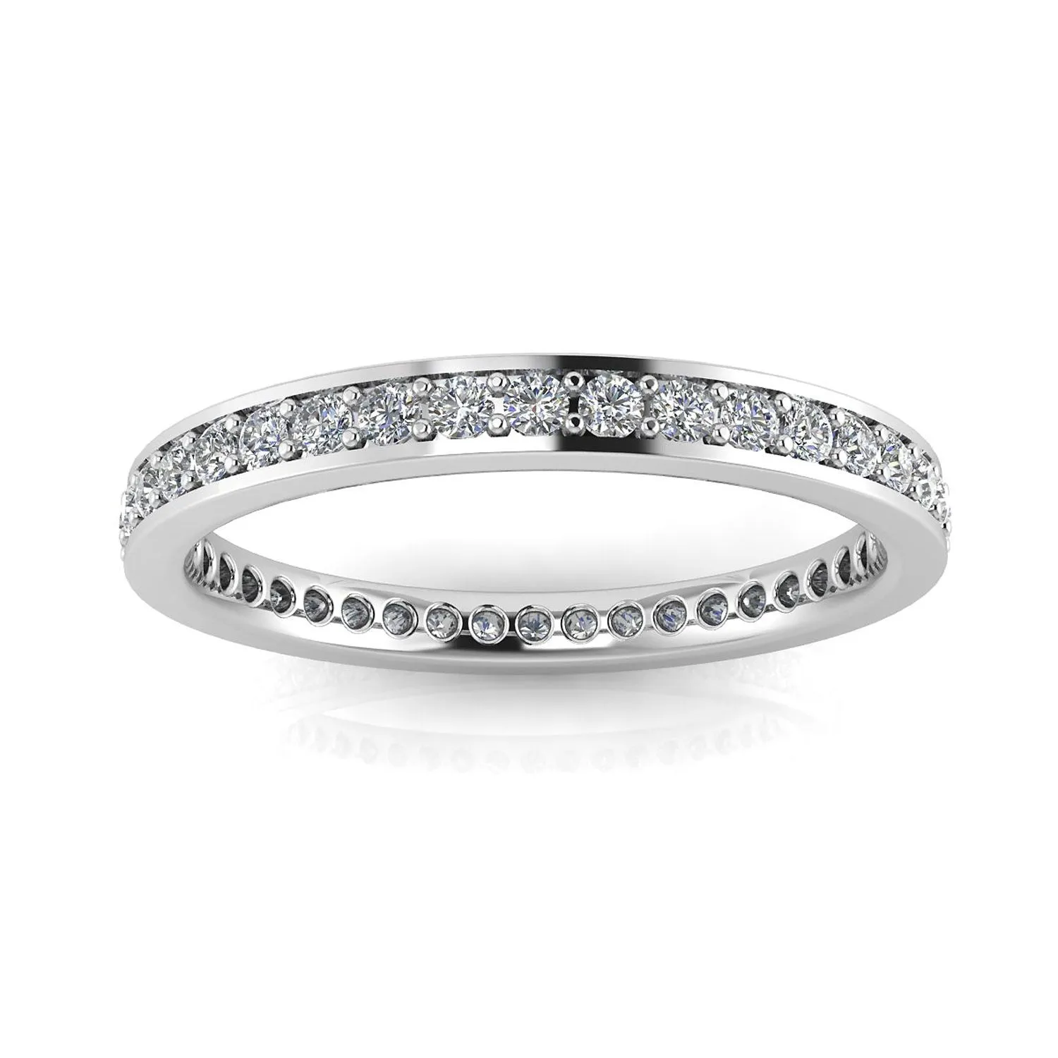 Round Brilliant Cut Diamond Channel Pave Set Eternity Ring In 14k White Gold  (0.33ct. Tw.) Ring Size 7