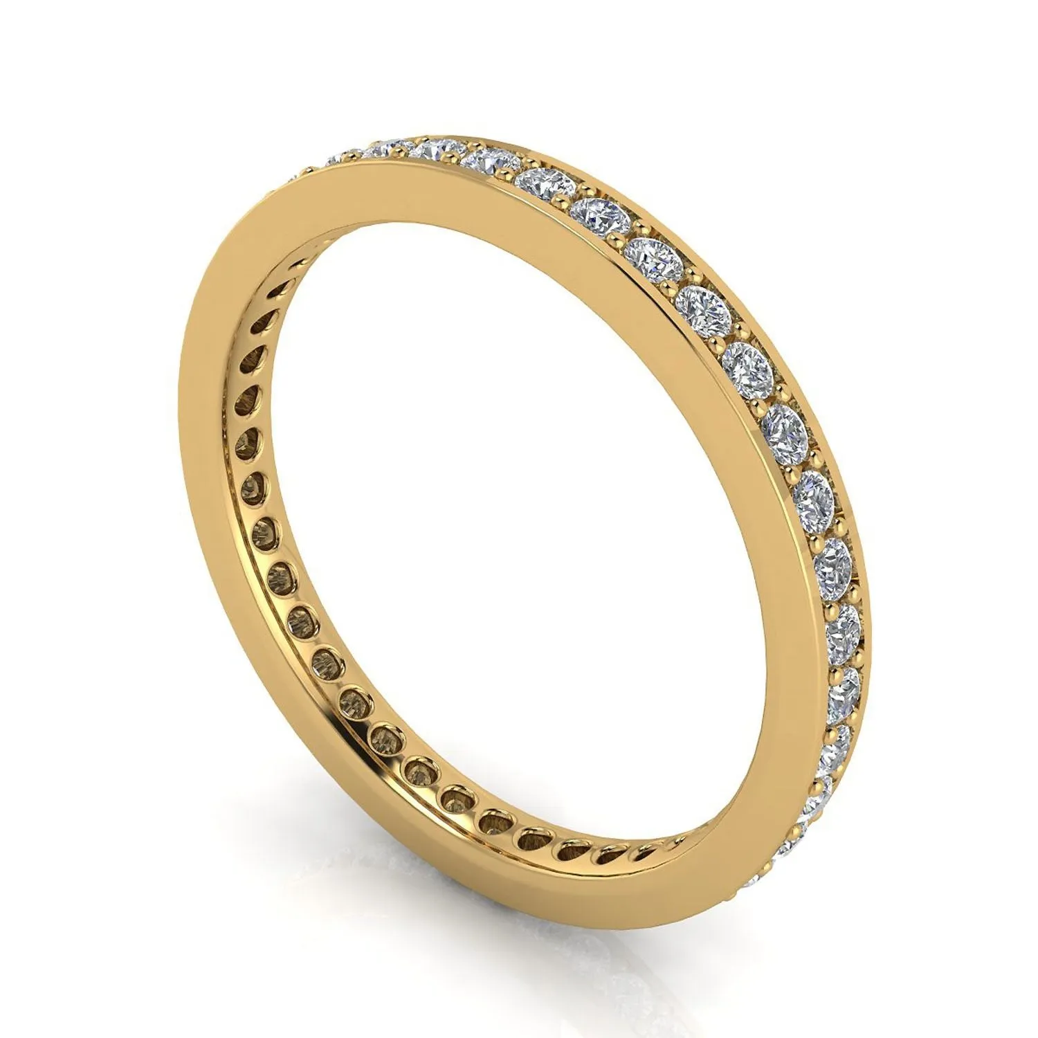 Round Brilliant Cut Diamond Channel Pave Set Eternity Ring In 18k Yellow Gold  (0.45ct. Tw.) Ring Size 5