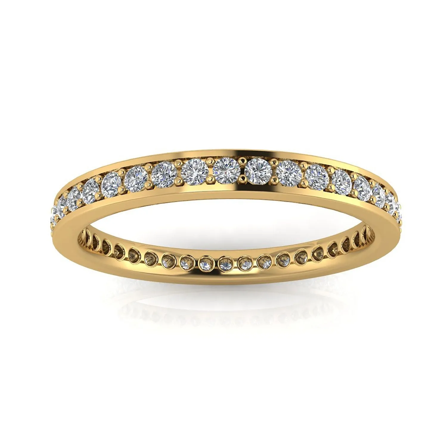 Round Brilliant Cut Diamond Channel Pave Set Eternity Ring In 18k Yellow Gold  (0.45ct. Tw.) Ring Size 5