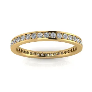 Round Brilliant Cut Diamond Channel Pave Set Eternity Ring In 18k Yellow Gold  (0.45ct. Tw.) Ring Size 5